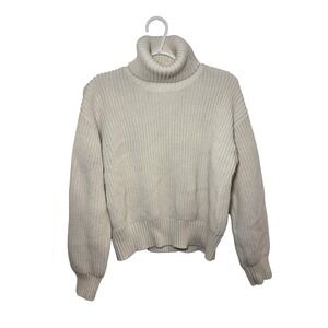 Future Collective Reese Blutstein Cream Cable Knit‎ Turtleneck Sweater Womens M